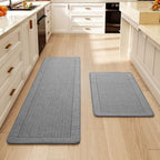 Kitchen Rugs Set of 2, Kitchen Mats for Floor,17x30+17x47 Grey by QiCaiJia