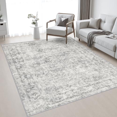 Area Rug Living Room: 4x6 Modern Washable Soft Carpet Black Grey by FXRHLP