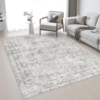5x7 Area Rug Living Room: Modern Washable Soft Carpet Black Grey by FXRHLP