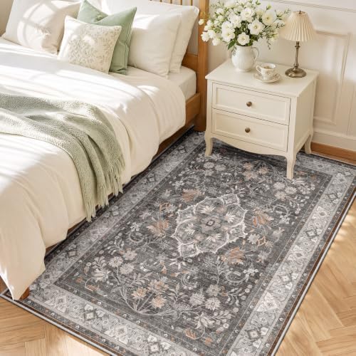 SameBed 5x7 Area Rug Living Room, Vintage Washable Carpet Warm Taupe - Image 2