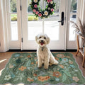 Washable Floral 2x3 Area Rug: Indoor Soft Scalloped Carpet for Entryway Kitchen Nursery Non-Slip Water Resistant Bathroom Laundry Floor Mat Low Pile Durable Door Mat(2x3 Floral/Green) by HYHAOYUNLAI