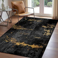 RELEANY Washable 3'x5' Abstract Area Rug for Living Room Black Gold by RELEANY