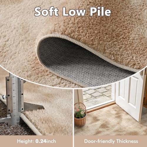 3x5 Tie-dye Beige Area Rug Washable Non-Slip Soft Thin for Bedroom Kitchen - Image 5