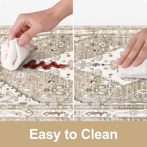 Collive Kitchen Rugs Sets of 2 Non Slip Washable, Taupe Kitchen Floor Mats - Image 6