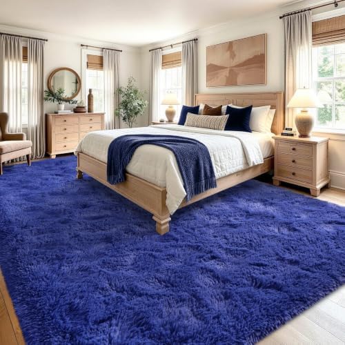 Noahas 8x10 Extra Large Royal Blue Fluffy Area Rug Non-Slip for Living Room - Image 4