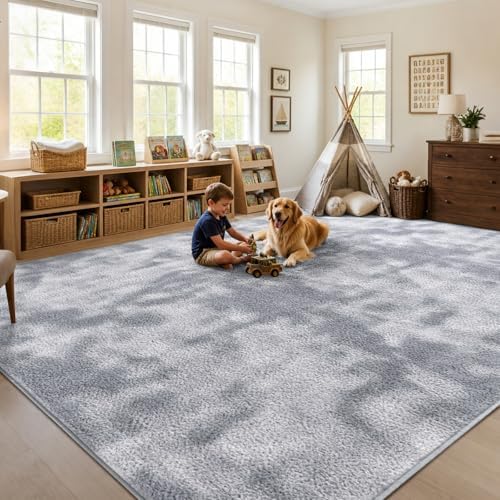 7x10 Large Tie-dye Light Grey Area Rug Washable Non-Slip for Living Room - Image 3