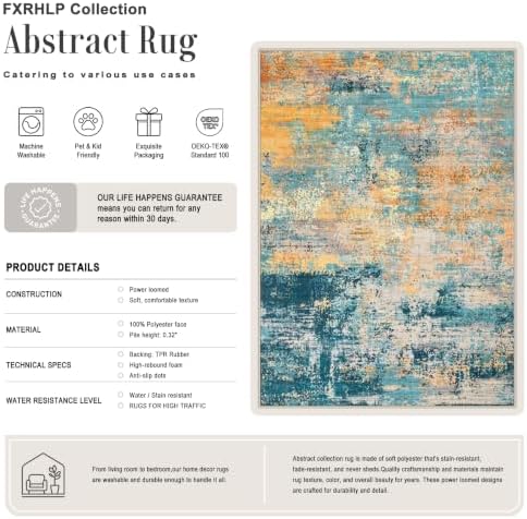 8x10 Area Rug Living Room: Modern Washable Soft Carpet Rosy Haze - Image 2