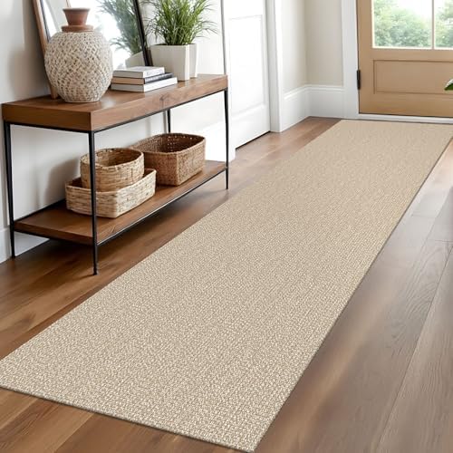 EARTHALL Washable Runner Rug 2x10 Ft Non Slip Runners for Hallways Long Cotton Rubber Backed Kitchen Runner Braided Indoor Floor Carpet Runners for Entryway, Hallway, Kitchen, Send/Beige by Unknown
