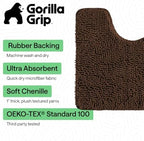 GORILLA GRIP Chenille Bath Rug Mat for Oval Toilet Base, 24x19 Brown - Image 3