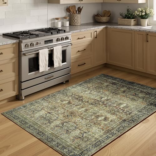 3x5 Area Rugs for Entryway, Brown Washable Non-Slip Area Rug for Kitchen - Image 3