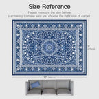 9x12 Area Rugs for Living Room, Washable Non-Slip Rug, Oriental Dark Blue - Image 2