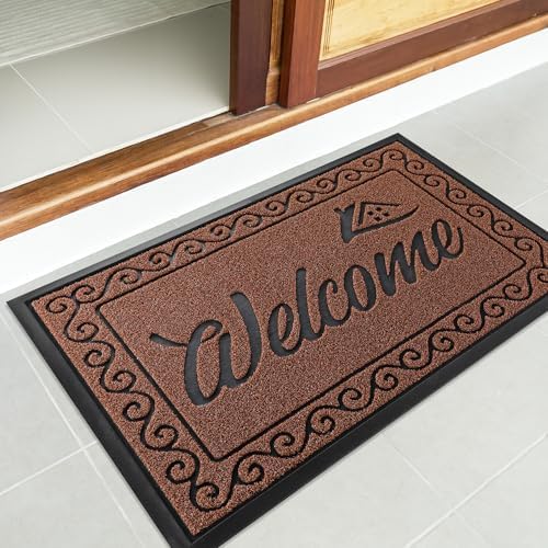 Yimobra Welcome Mat Outdoor Indoor, Waterproof Heavy Duty Front Door Mat Outside Entrance, Extra Sturdy Non-Slip Doormat, Low Profile, Dirt Trapping, 36x24 Inches, Maroon - Image 6