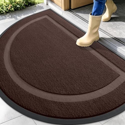 OLANLY Half Circle Front Door Mat Outside 47x32 All-Season Rubber Doormat by OLANLY
