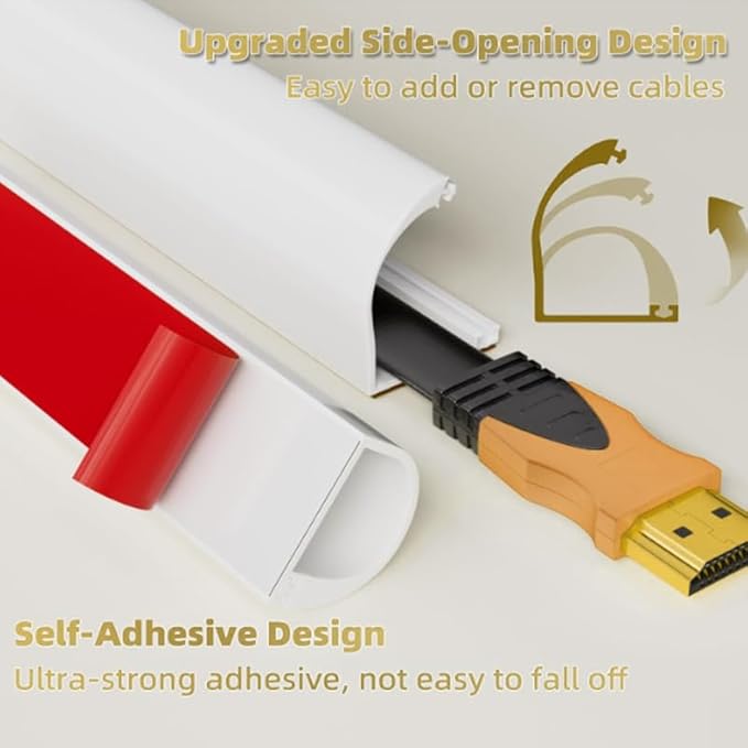 RPXRPXSide Open One Cord Cable Raceway Wire Cover for Cords, Our Cable Track is Best Suited for one Wire (Diameter <0.27"),Wire Raceway Management Cable Concealer Channel (Black, 39in)