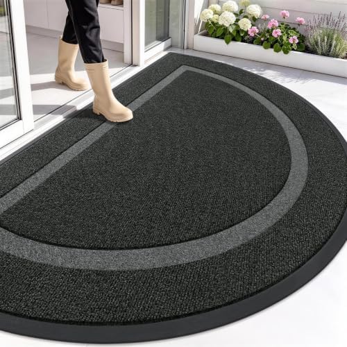 OLANLY Half Circle Front Door Mat Outside 71x47 All-Season Rubber Doormat by OLANLY