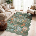4x6 Living Room Area Rugs: Washable Farmhouse Nursery Kitchen Floral Rugs Non-Slip Small Cute Bedroom Carpet Non-Shedding Floor Mat for Kids Room University dormitory Decorative Rugs(4x6,Floral/Green) by HYHAOYUNLAI