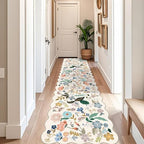 Washable 3x12 Hallway Runner Rug: Soft Floral Scalloped Runners for Entryway Kitchen Nursery Non Slip Bathroom Laundry Floor Mat Water Resistant Light Weight Carpet for Living Room Bedroom(3x12,Cream) - Image 2