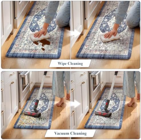 Collive Boho Kitchen Rugs Sets of 2 Non Slip Padded Mats, 20"x47"+20"x32" - Image 5