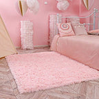 Ophanie Pink Area Rugs for Bedroom Girls, 5x7 Kids Fluffy Fuzzy Furry Shag Carpet, Plush Soft Cute Baby Shaggy Bedside Indoor Floor Rug for Teen Dorm Decor, Nursery with Over 99 pcs Pile fibers - Image 5
