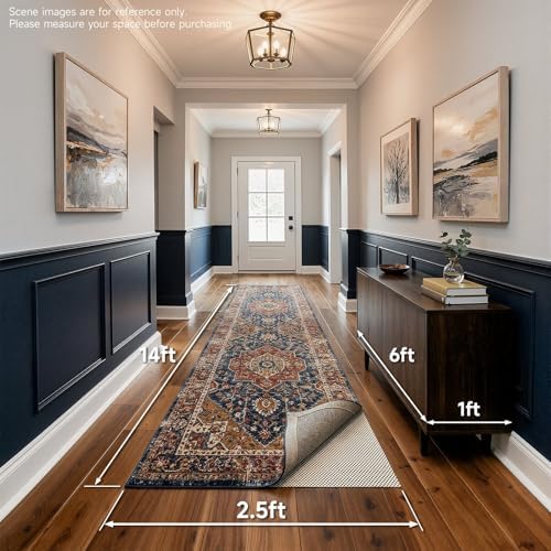 Veken 2.5x14 Ft Runner Rug Pad Gripper for Hardwood Floors, Non Slip Rug Pads for Area Rugs, Thick Rug Grippers for Tile Floors, Under Carpet Mat, with Over 99 Pieces Anti-Slip Square Pattern - Image 6