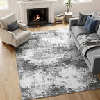 Washable Rug 5x7 Area Rugs for Living Room Bedroom Carpet, Grey Indoor Vintage Abstract Boho Large Rug Non Slip Faux Wool Rugs for Dorm, Dining Room Table, Nursery, Kids Playroom, Gray by Acapet
