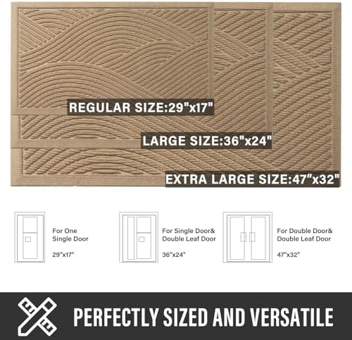 HIYARD Sturdy Front Door Mat, Absorbent Muddy Dirt Resist Welcome Door Mats Outdoor Indoor, Stain and Fade Resistant, Non-Slip Backing Entry Mat Low Profile Doormat for Entryway, 36×24, Beige - Image 4