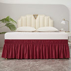 MEILA Wrap Around Bed Skirt for Queen & King Beds, 18" Drop, Burgundy - Image 4