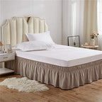 MEILA Wrap Around Elastic Bed Skirt for Queen & King Beds, 16" Drop, Taupe - Image 2