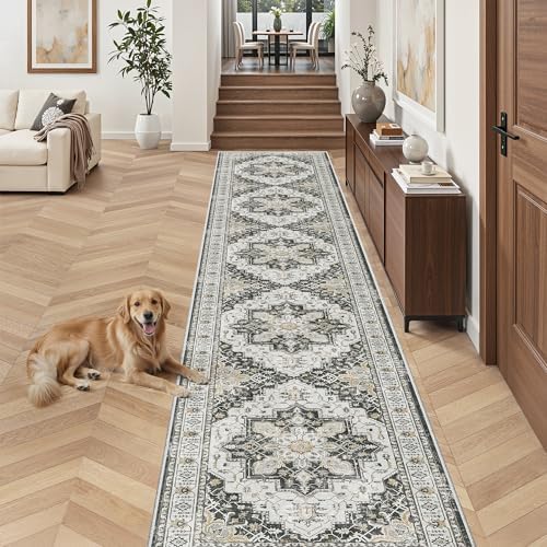 Madane Hallway Runner Rug 2'6''x14' Kitchen Runners Vintage, Black - Image 4