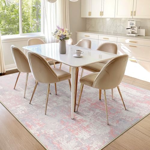 RELEANY Washable 5'x8' Abstract Area Rug for Living Room Gray Pink - Image 7