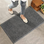 HIYARD Sturdy Front Door Mat, Absorbent Muddy Dirt Resist Welcome Door Mats Outdoor Indoor, Stain and Fade Resistant, Non-Slip Rubber Backing Low Profile Doormat for Entryway, 30×17, Grey by HIYARD