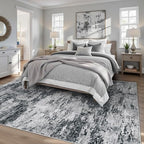 pmtsns Area Rugs 6x9 for Living Room: Washable Rug Modern Abstract Neutral Soft Non-Slip Low-Pile Indoor Carpet for Bedroom Dining Room Playroom Home Office (Black Grey, 6'x9') - Image 2