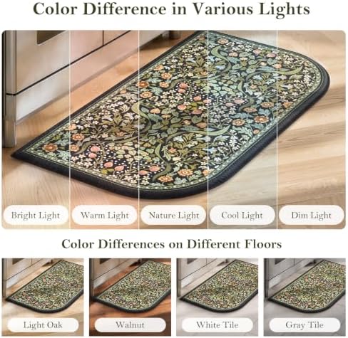 Collive Kitchen Mats for Floor Black Half Circle Rug Washable, 17.3"x29.5" - Image 7