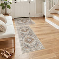 Madane 2-Piece Area Rugs Set, Small Kitchen Runner Non-Slip, Turmeric/Grey by Madane