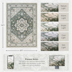 8x10 Area Rugs Living Room: Washable Rug for Bedroom Green Ivory - Image 2