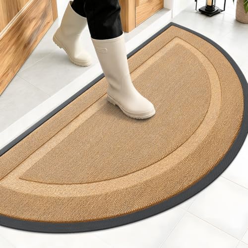 OLANLY Half Circle Front Door Mat Outside 47x23 All-Season Rubber Doormat by OLANLY
