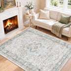 SameBed 5x7 Area Rug Living Room, Vintage Washable Carpet Grey Blue by SameBed