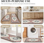 Boho Kitchen Mats for Floor 2PC Anti Fatigue Kitchen Rugs, Taupe Red - Image 6