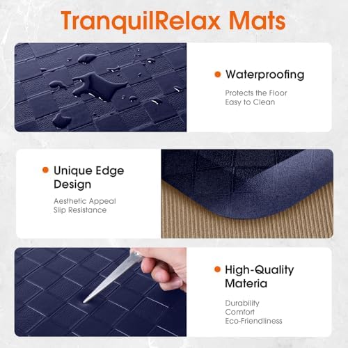 TranquilRelax 4/5 Inch Cushioned Anti Fatigue Kitchen Mats for Floor, Blue - Image 3