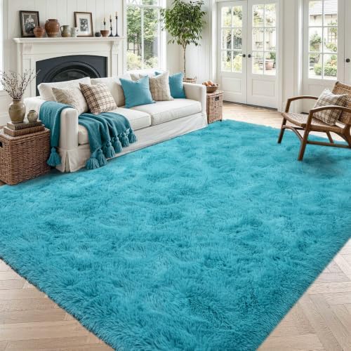6x9 Large Blue Fluffy Soft Area Rug Non-Slip for Kids Bedroom Nursery by ModernHomeDecor