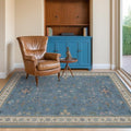 Washable 4x6 Small Rug for Living Room, Area Rug for Kitchen, Bedside, Large Entryway Indoor - Stain Resistant Non Slip with Rubber Backing, Unique Floral Aethestic Décor, Light Blue & Aqua by HazoHaus