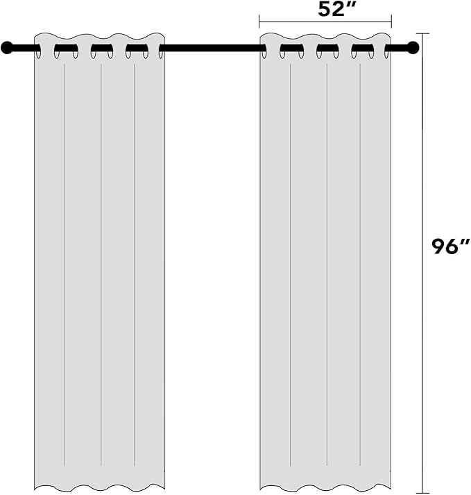 PrinceDeco Linen Blackout Curtains for Bedroom/Living Room 100% Black Out Curtains 96 Inch Long 2 Panels Set Linen Look Room Darkening Thermal curtains with White Liner Backing for Nursery Decor,Stone