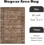 HUGEAR 5x7 Brick Red Vintage Floral Washable Area Rug for Living Room - Image 2