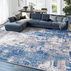 RELEANY Washable 7'x9' Abstract Area Rug for Living Room Blue Gray by RELEANY