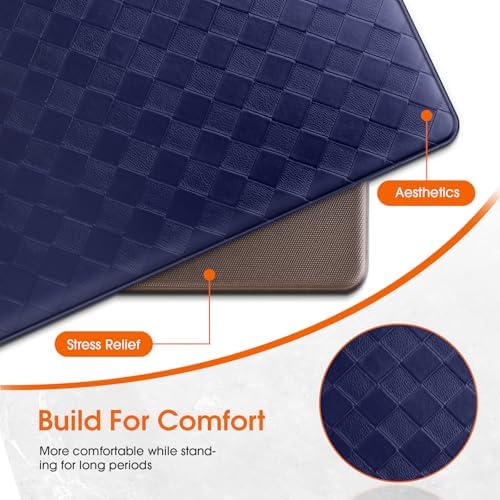 TranquilRelax 2-Piece Kitchen Mats, Cushioned Non-Slip Floor Mats, Blue - Image 6