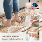 Boho Kitchen Mats for Floor 2PC Anti Fatigue Kitchen Rugs, Orange - Image 3