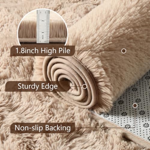 6x9 Large Beige Fluffy Soft Area Rug Non-Slip for Living Room Bedroom - Image 6