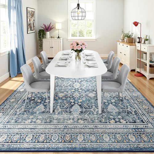 9x12 Area Rugs for Living Room, Blue Washable Non-Slip Large Carpet - Image 6