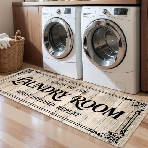 Non-Slip Laundry Room Rug Runner, Farmhouse Washable Laundry Mat by LYGLIGH