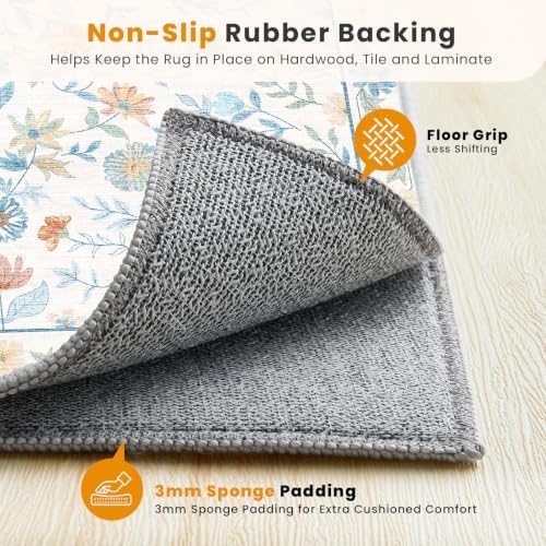SameBed 4x6 Area Rug Living Room, Vintage Washable Carpet White - Image 6